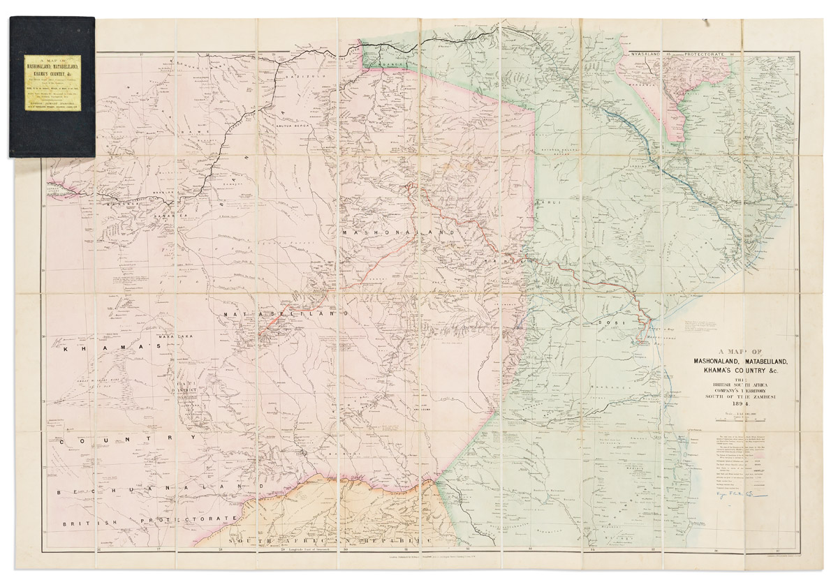 (AFRICA - COLONIAL GOLD MINING.) British South Africa Company. A Map of Mashonaland, Matabeliland, Khamas Country, &c.